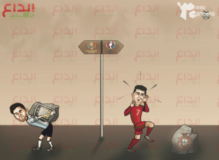 كاريكاتير بالجول: حال ميسي في كوبا اميركا و رونالدو في اليورو