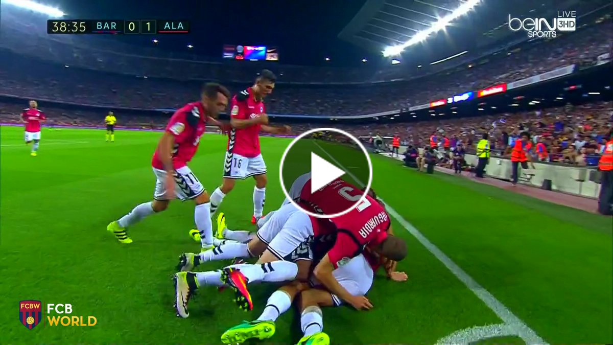 فيديو: ديبورتيفو ألافيس يسجل هدف التقدم في مرمى برشلونة
