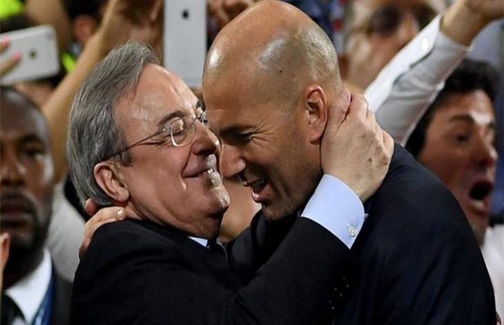 بيريز رئيس ريال مدريد مع زيدان