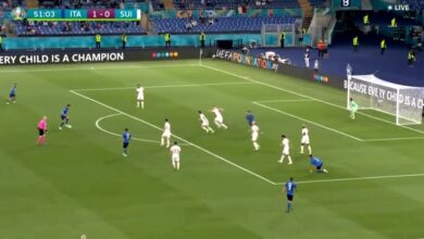 هدف ايطاليا الثاني في مرمى سويسرا 2-0 يورو 2020