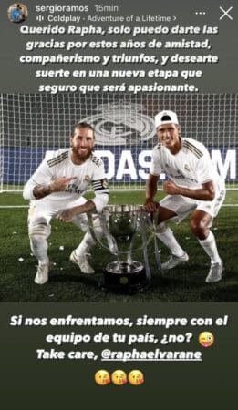 رسالة راموس إلى فاران بعد انتقاله لمانشستر يونايتد