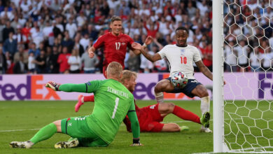 هدف انجلترا الاول في مرمى الدنمارك 1-1 يورو 2020