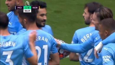 هدف مانشستر سيتي الاول ضد نوريتش سيتي 1-0 الدوري الانجليزي