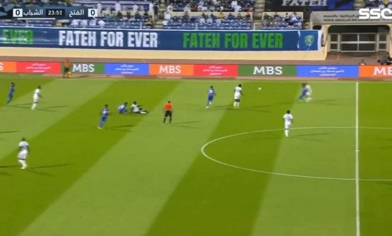 هدف الفتح الاول ضد الشباب 1-0 الدوري السعودي