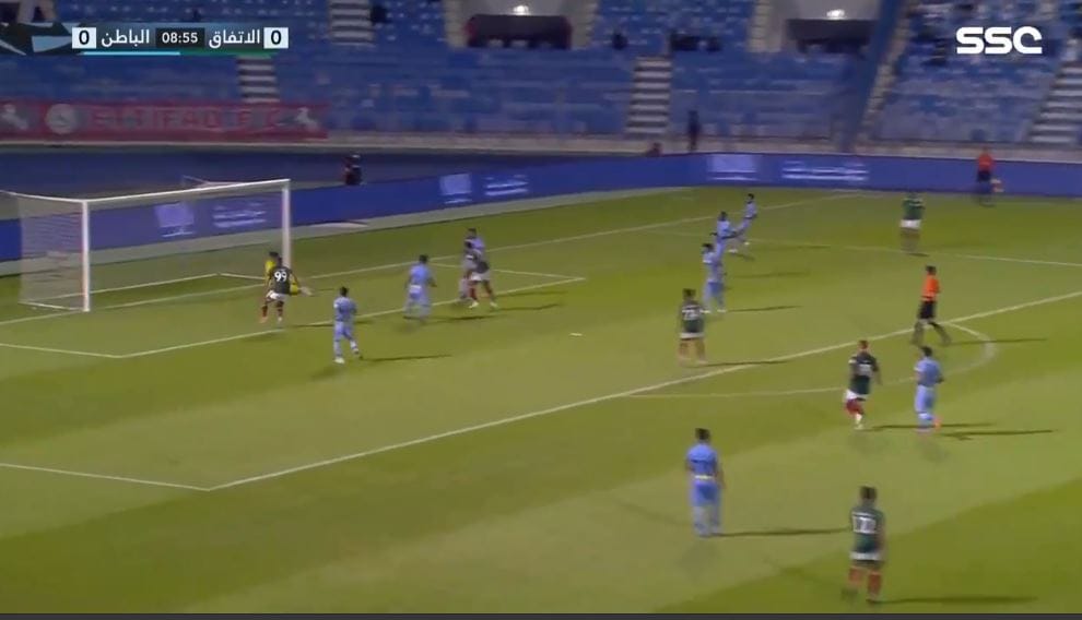 هدف الاتفاق الاول في مرمى الباطن 1-0 الدوري السعودي