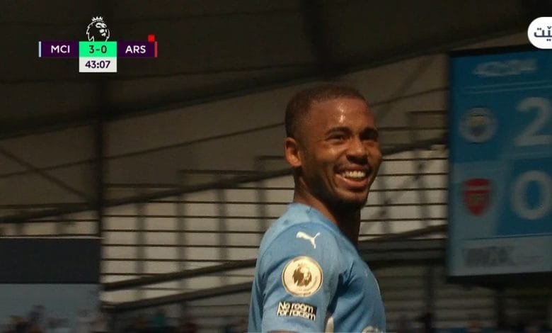 هدف مانشستر سيتي الثالث ضد ارسنال 3-0 الدوري الانجليزي