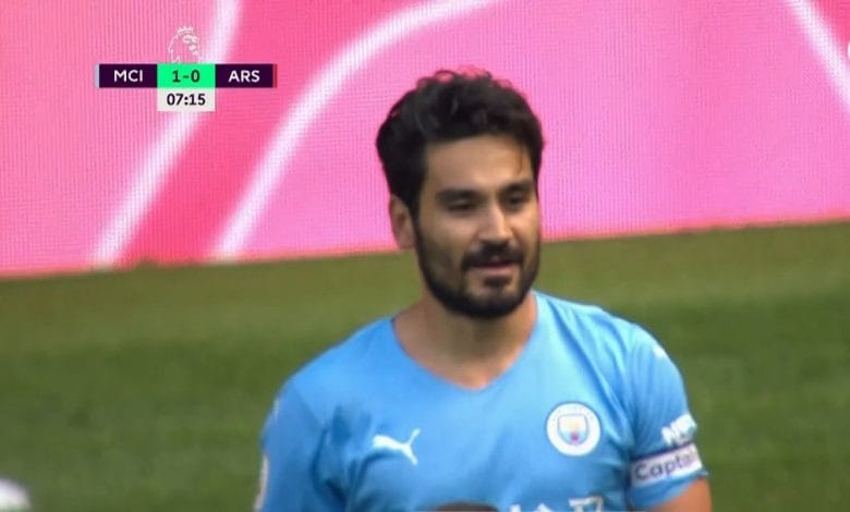 هدف مانشستر سيتي الاول ضد ارسنال 1-0 الدوري الانجليزي