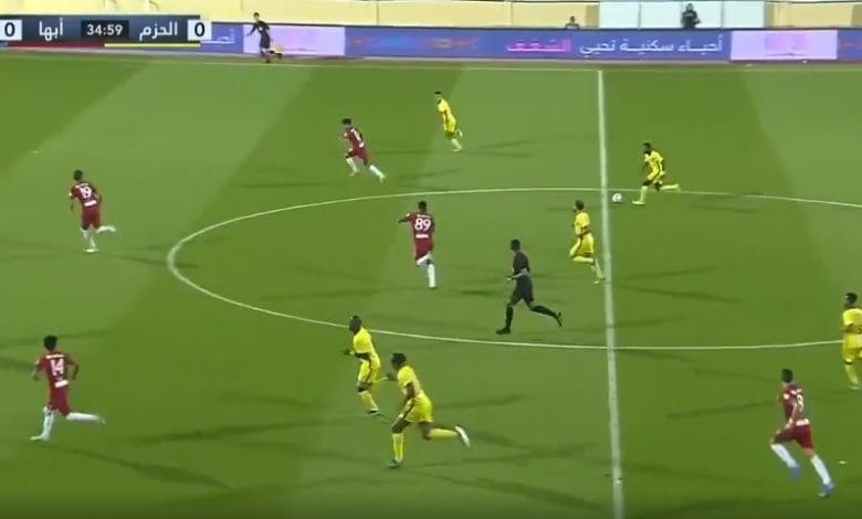 هدف الحزم الأول ضد أبها 1-0 الدوري السعودي