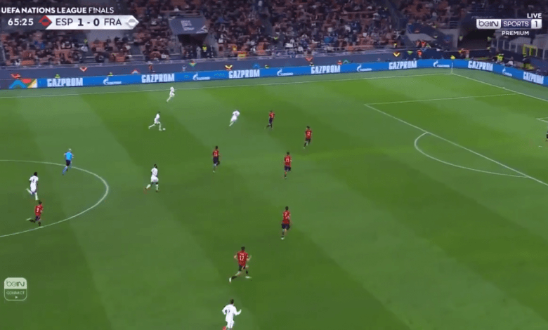 هدف كريم بنزيما اسبانيا 1-1 دوري الامم الاوروبية