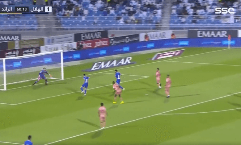 هدف الهلال الثاني ضد الرائد 2-0 الدوري السعودي