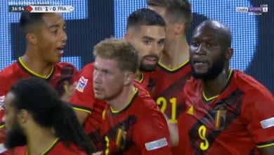 هدف بلجيكا الاول ضد فرنسا 1-0 دوري الامم الاوروبية