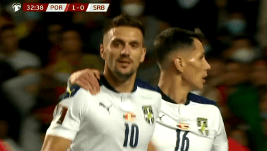هدف صربيا الاول ضد البرتغال 1-1 تصفيات كاس العالم