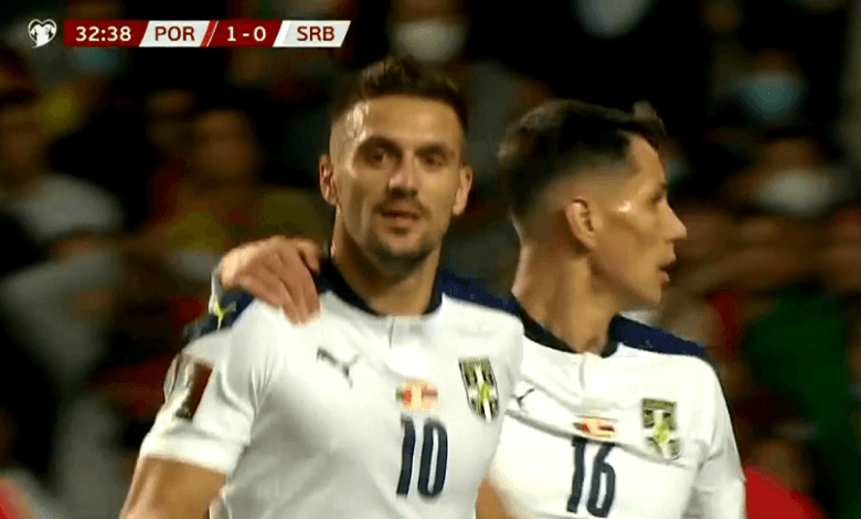 هدف صربيا الاول ضد البرتغال 1-1 تصفيات كاس العالم