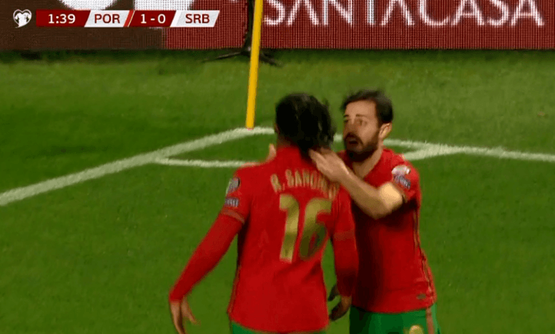 هدف البرتغال الاول ضد صربيا 1-0 تصفيات كاس العالم