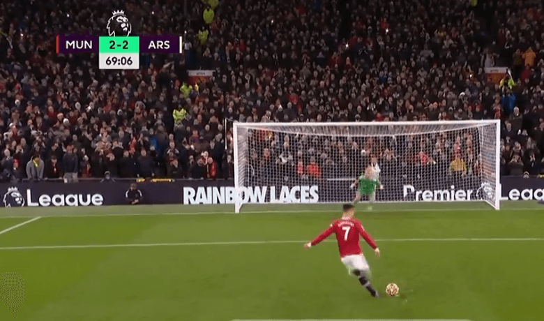 هدف كريستيانو رونالدو الثاني ضد ارسنال 3-2 الدوري الانجليزي