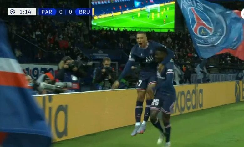 هدف باريس سان جيرمان الاول ضد كلوب بروج 1-0 دوري ابطال اوروبا