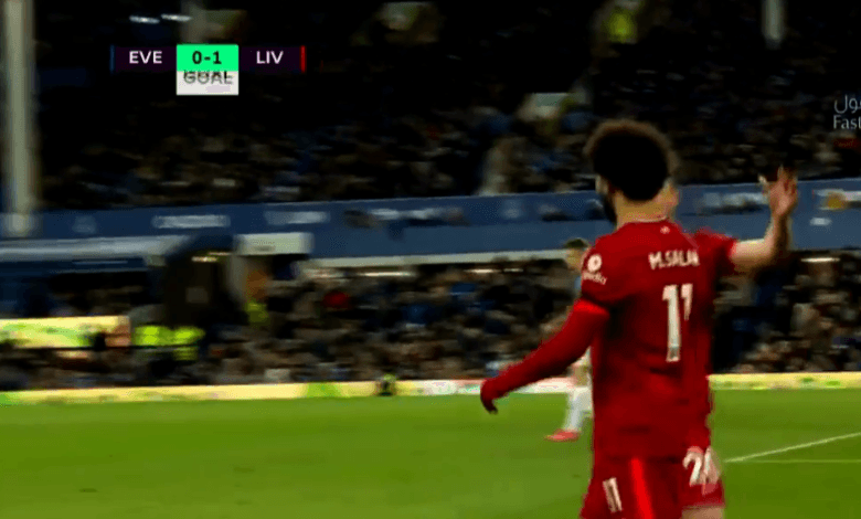 هدف محمد صلاح ضد ايفرتون 2-0 الدوري الانجليزي