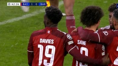 هدف بايرن ميونخ الثاني ضد برشلونة 2-0 ساني