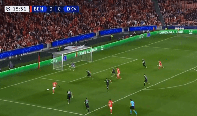 هدف بنفيكا الاول ضد دينامو كييف 1-0 دوري ابطال اوروبا