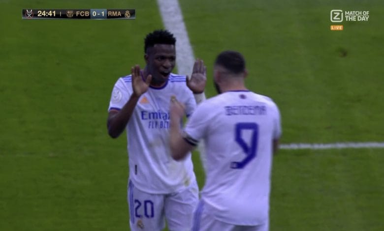 هدف ريال مدريد الاول ضد برشلونة 1-0 فينيسيوس
