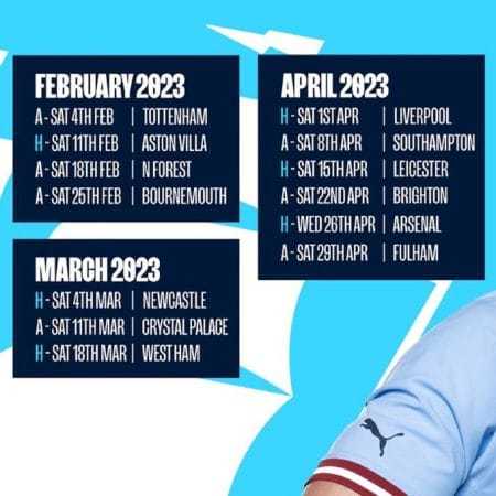جدول مباريات مانشستر سيتي في الدوري الإنجليزي موسم 2022/2023