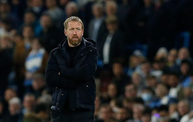 Graham Potter says goodbye to Brighton fans after Chelsea training